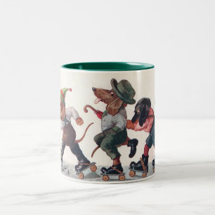 Drie doekjes met huid - een antropomorfe hond tweekleurige koffiemok