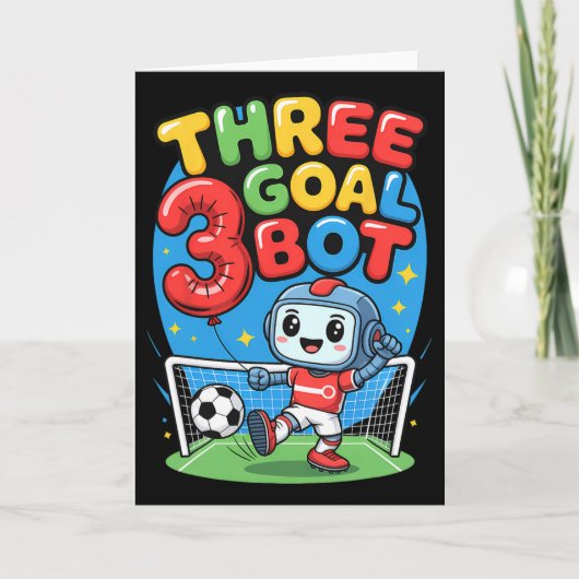 Drie doelpunten robot voetbal liefhebber 3e verjaa kaart (Voorkant)