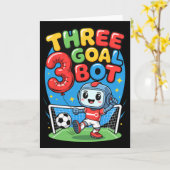 Drie doelpunten robot voetbal liefhebber 3e verjaa kaart (Gele Bloem)