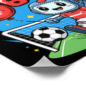 Drie doelpunten robot voetbal liefhebber 3e verjaa poster (Hoek)