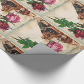 DRIE DOGGIEËN EN ROZEN CADEAUPAPIER (Hoek)