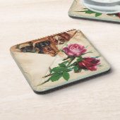 DRIE DOGGIEËN EN ROZEN ONDERZETTER (Linkerzijde)