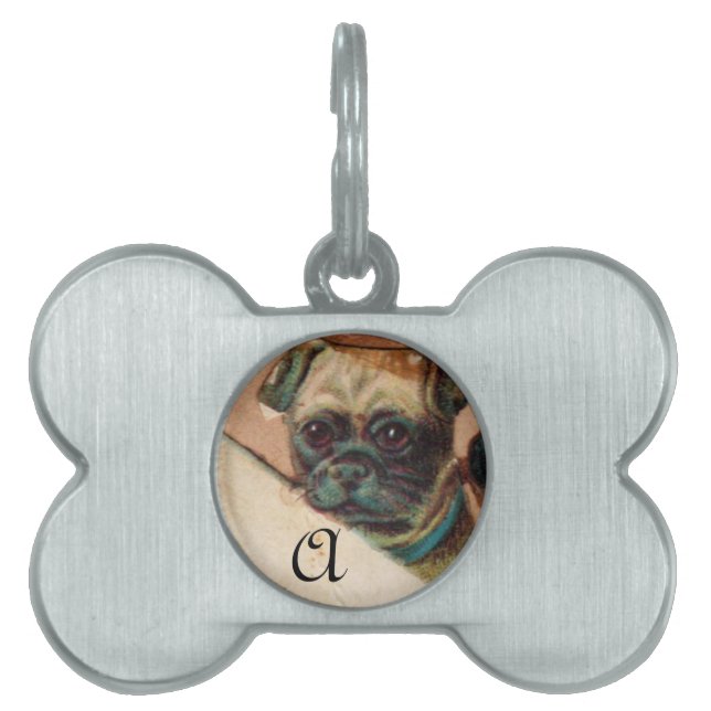 DRIE DOGGIEËN MET MONOGRAM-ROZEN HUISDIEREN NAAMPLAATJE (voorkant)