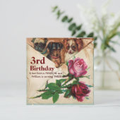 DRIE DOGGIEËN MET ROZEN, Derde zeedaags perkament Kaart (Staand voorkant)