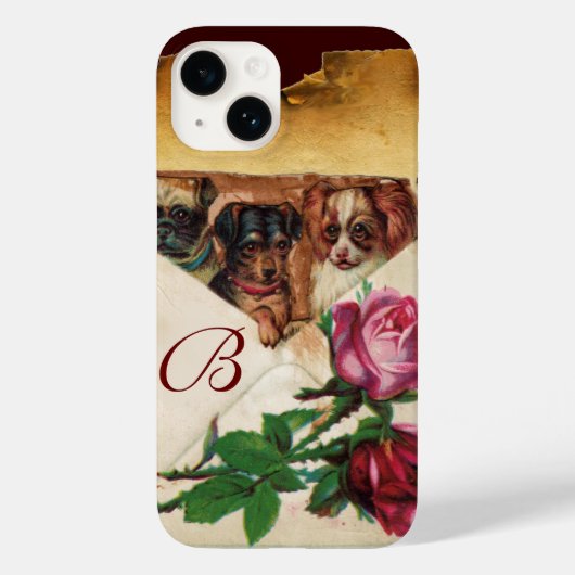 DRIE DOGGIEËN MET ROZEN MONOGRAM Case-Mate iPhone CASE (Achterkant)