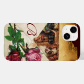 DRIE DOGGIEËN MET ROZEN MONOGRAM Case-Mate iPhone CASE (Achterkant (horizontaal))