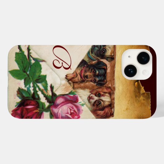 DRIE DOGGIEËN MET ROZEN MONOGRAM Case-Mate iPhone CASE (Achterkant (horizontaal))