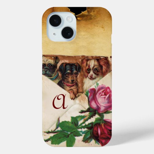 DRIE DOGGIEËN MET ROZEN MONOGRAM Case-Mate iPhone CASE (Achterkant)