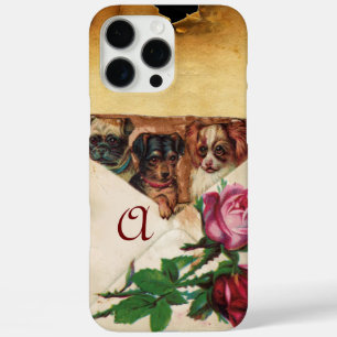 DRIE DOGGIEËN MET ROZEN MONOGRAM iPhone 16 PRO MAX HOESJE