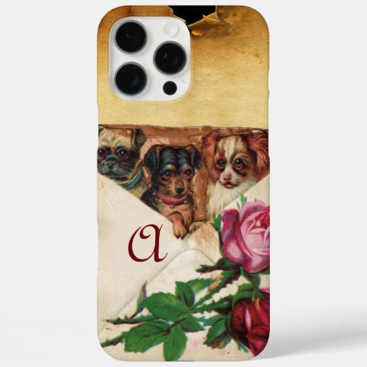 DRIE DOGGIEËN MET ROZEN MONOGRAM Case-Mate iPhone CASE (Achterkant)
