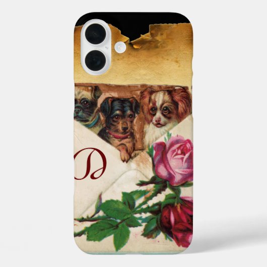 DRIE DOGGIEËN MET ROZEN MONOGRAM Case-Mate iPhone CASE (Achterkant)