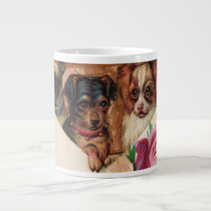 DRIE DOGGIEËN MET ROZEN MONOGRAM GROTE KOFFIEKOP