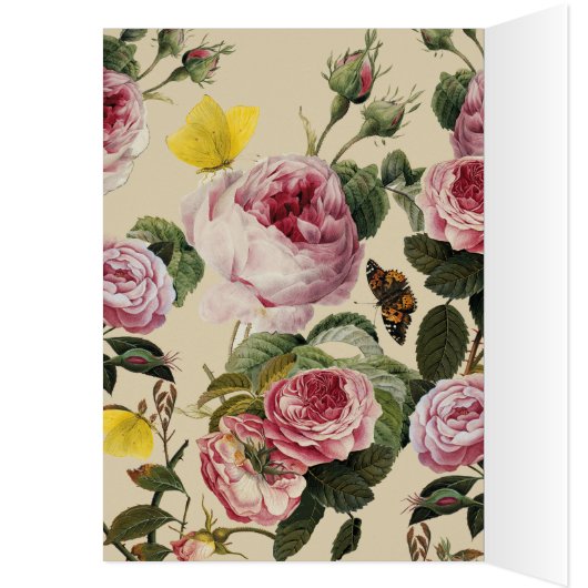 DRIE DOGGIEËN, ROZEN EN BUTTERFLIES MONOGRAM (Binnen (Links))