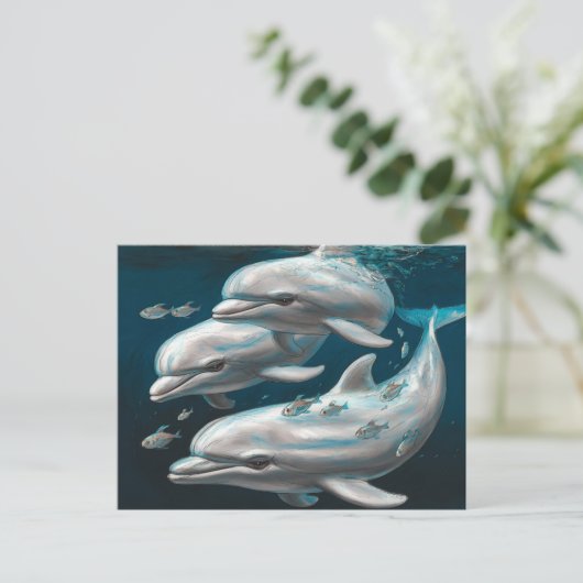 Drie Dolfijnen Briefkaart (Staand voorkant)