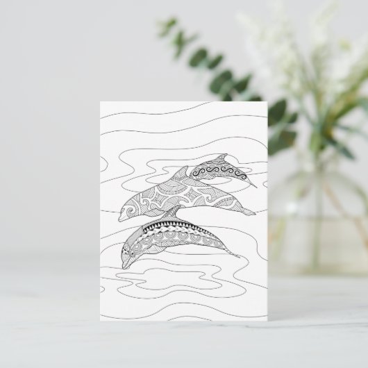 Drie dolfijnen Volwassen Briefkaart (Staand voorkant)