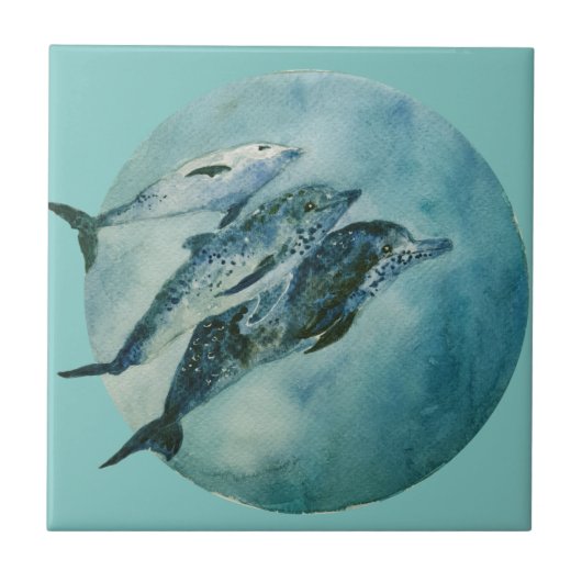 Drie Dolfijnen voor games Tegeltje (Voorkant)