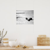 Drie donkere donkere donkere koffiebonen, zwart en poster (Keuken)