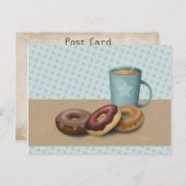 Drie donuts en een koffiepostkaart briefkaart (Voorkant / Achterkant)