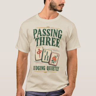 Drie doorgeven, rustig oordelen, vintage Mahjong T-shirt