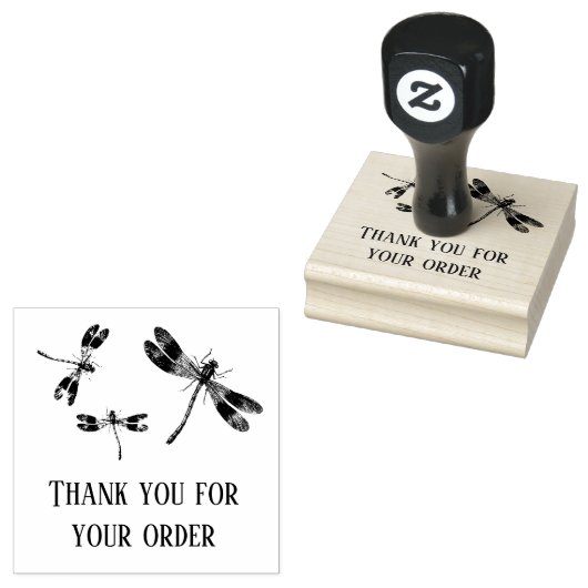 Drie Dragonflies Bedankt voor uw bestelling Rubberstempel (Gestempeld)
