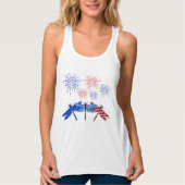Drie Dragonfly American Flag Shirt 4 juli (Voorkant)