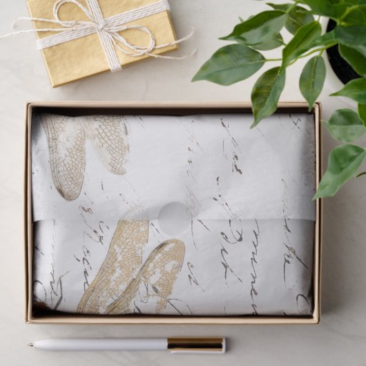 Drie Dragonfly Franse Script Decoupage  Tissuepapier (Geschenk)