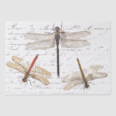 Drie Dragonfly Franse Script Decoupage  Tissuepapier (Voorkant)
