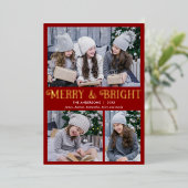 drie drie foto's met drie bladzijden van smeedbaar folie feestdagenkaart (Staand Voorkant)