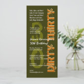 DRIE DRIETIG Birthday Khaki en Gold Kaart (Staand voorkant)