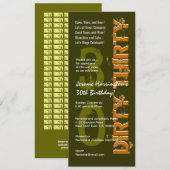 DRIE DRIETIG Birthday Khaki en Gold Kaart (Voorkant / Achterkant)