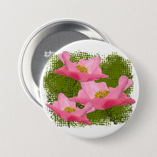 Drie Drijvende Mooie Roze Klaprozen Foto's Ronde Button 7,6 Cm