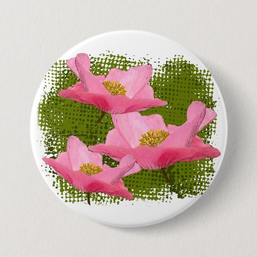 Drie Drijvende Mooie Roze Klaprozen Foto's Ronde Button 7,6 Cm (Voorkant)