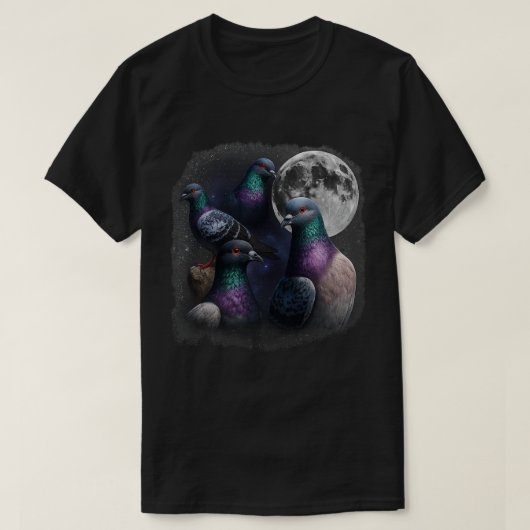 Drie Duif Retro Vintage Maan Duif  T-shirt (Design voorkant)