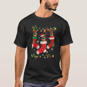 Drie Duitse Herdershond In Sok Kerstman Kerstmis X T-shirt