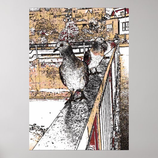 Drie Duiven bij Hythe Kanaal  Poster (Voorkant)
