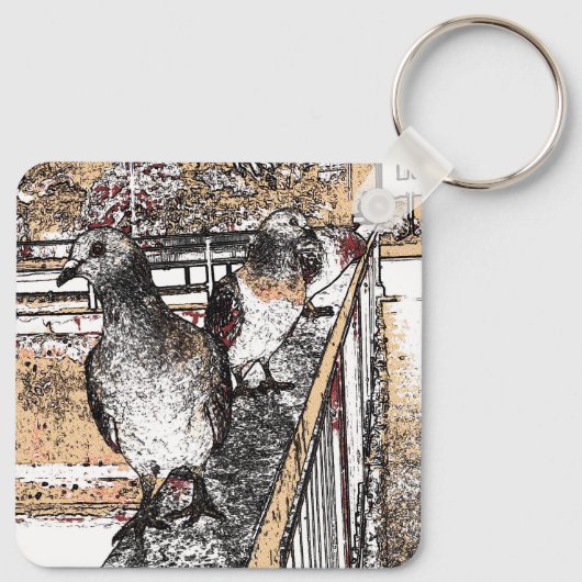 Drie duiven op een brug sleutelhanger (Achterkant)