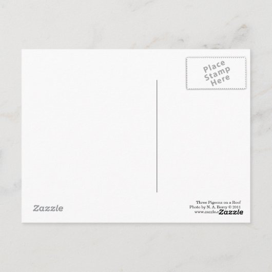 Drie duiven op een dak briefkaart (Achterkant)