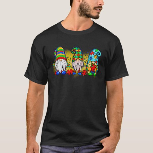 Drie Dwergen Autisme Bewustzijn Maand Steun Puzzel T-shirt (Voorkant)