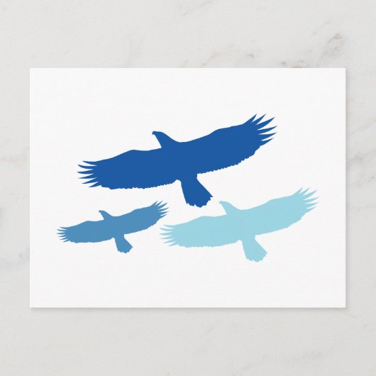 Drie Eagles vliegen (blauw) Briefkaart (Voorkant)