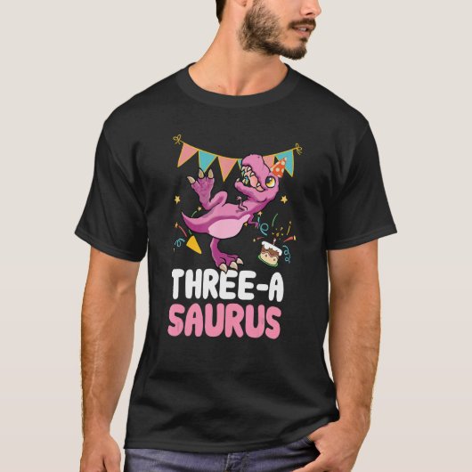 Drie Een Saurus Dinosaur Leuk Kiddo Rex 3 T-shirt (Voorkant)