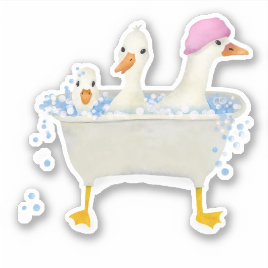 Drie eenden in een bubbelbad sticker (Voorkant)