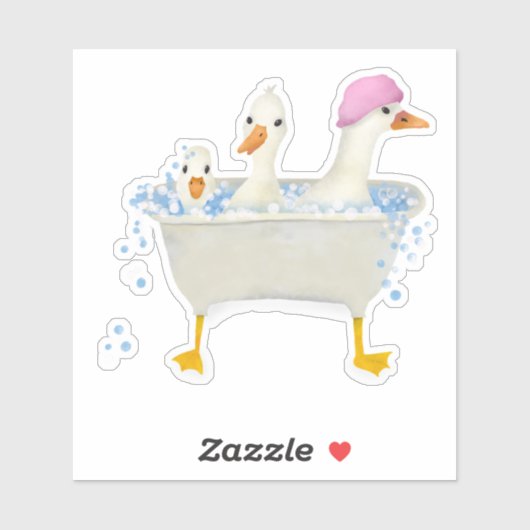 Drie eenden in een bubbelbad sticker (Vel)