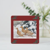 Drie eendenparade in sneeuwstorm vakantie Briefkaa Feestdagenkaart (Staand voorkant)