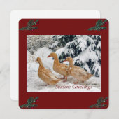 Drie eendenparade in sneeuwstorm vakantie Briefkaa Feestdagenkaart (Voorkant / Achterkant)