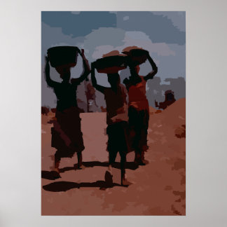 Drie eenzame figuren poster
