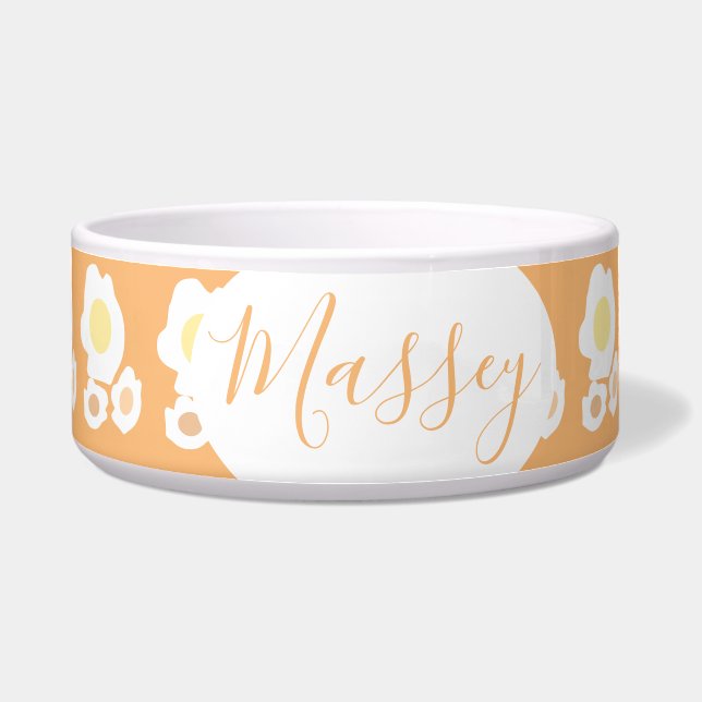 Drie Eieren Patroon Naam Huisdier Voerbakje (Voorkant)