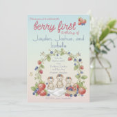Drie-eiige Berry Eerste Verjaardagsfeestje Kaart (Staand voorkant)