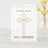 Drie-eiige Eerste Heilige Communie Gouden Kruis Kaart (Gele Bloem)