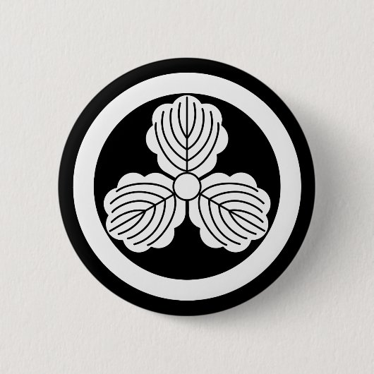 Drie eikenbladeren(1) in cirkel ronde button 5,7 cm (Voorkant)