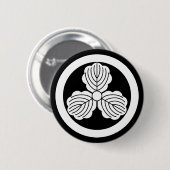 Drie eikenbladeren(1) in cirkel ronde button 5,7 cm (Voorkant /achterkant)
